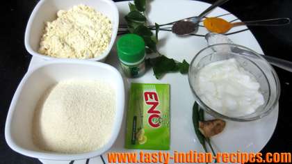 Ingredients for making instand dhokla Ingredients for making instand dhokla