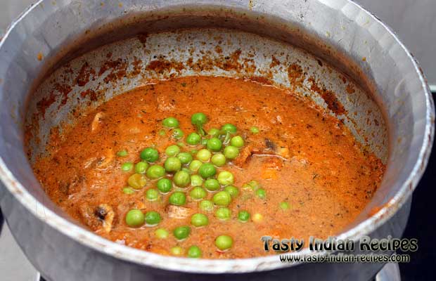 When the potatoes tender then add green peas and cook for few more minutes When the potatoes tender then add green peas and cook for few more minutes
