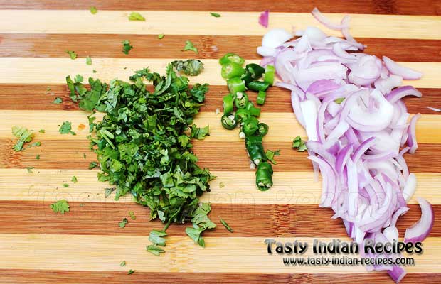 Chop Coriander and Green Chillies Finely Chop Coriander and Green Chillies Finely