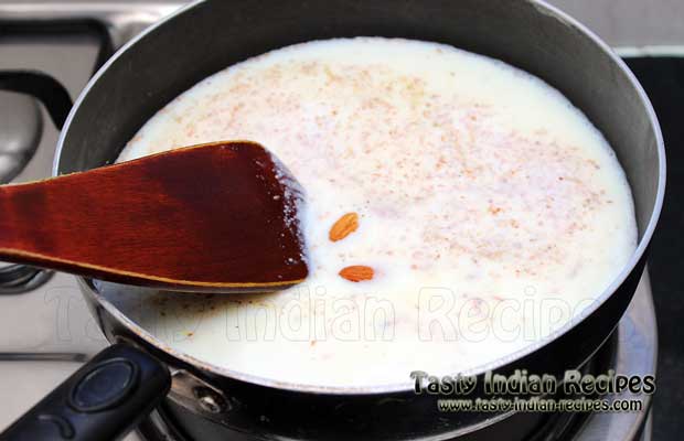 Finally add some blanched almonds and cook for a couple of minutes Finally add some blanched almonds and cook for a couple of minutes